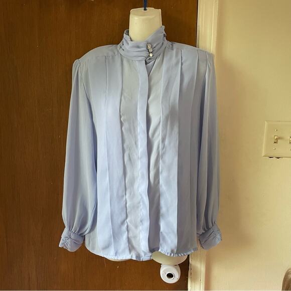 80s periwinkle blue blouse - Picture 5 of 7